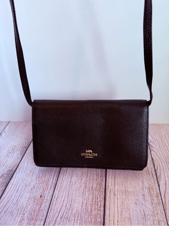 Coach Handbags - COACH Black Pebbled Leather Foldover Crossbody Purse
